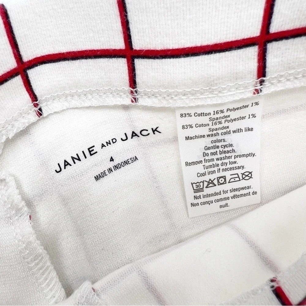 ✅ JANIE AND JACK WHITE AND RED WINDOWPANE LEGGINGS‎ SIZE 4